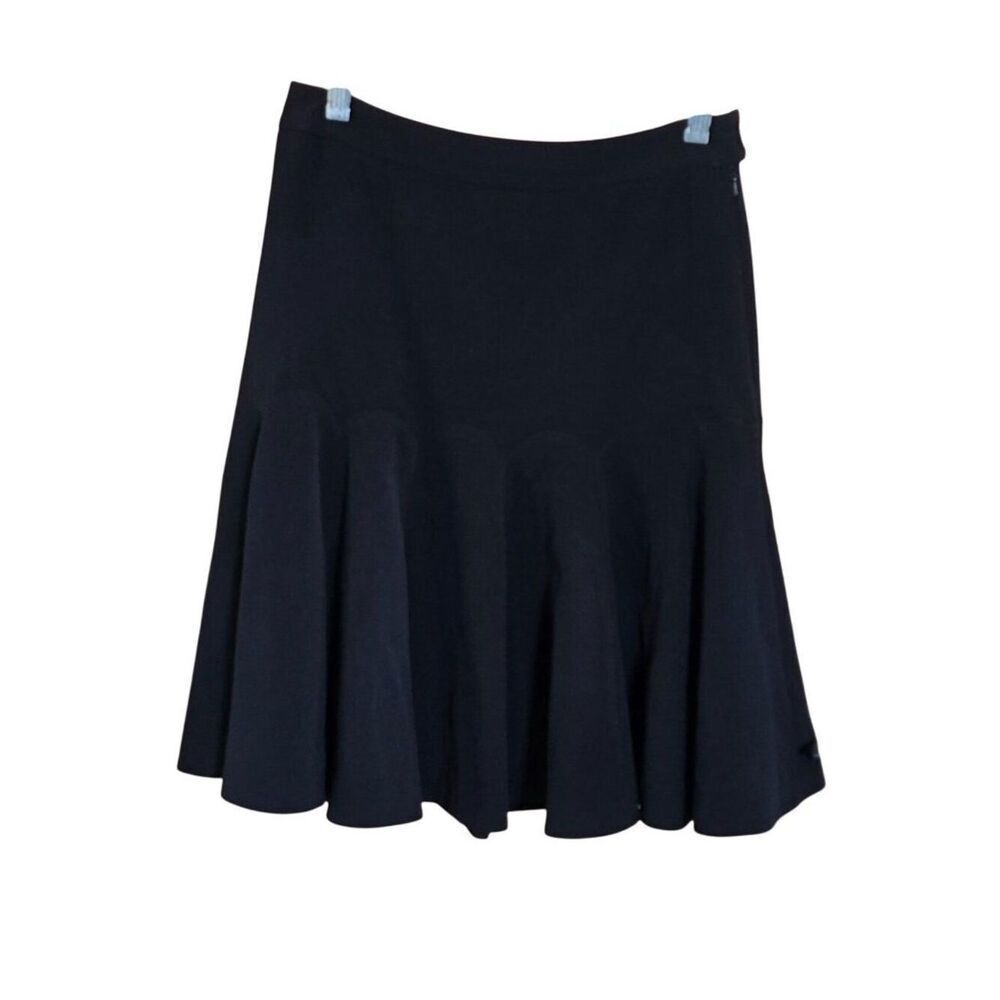 Black Flared Ruffle Skirt Womens goth whimsygoth officewear chic upscale